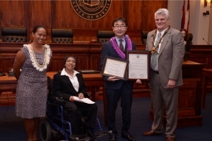 Rep. Belatti, Jennifer Patricio, Jason Kim, Chief Justice Recktenwald