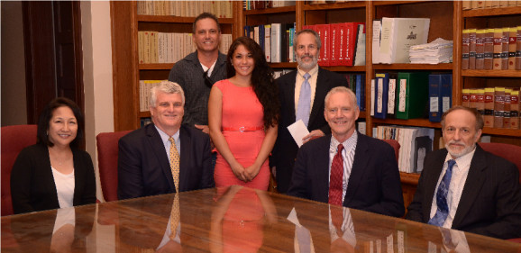 (l. to r.) Justice Paula Nakayama, Chief Justice Mark Recktenwald, Michael Broyles, Julie Broyles, Ron Heller, Justice Michael Wilson, Justice Richard Pollack