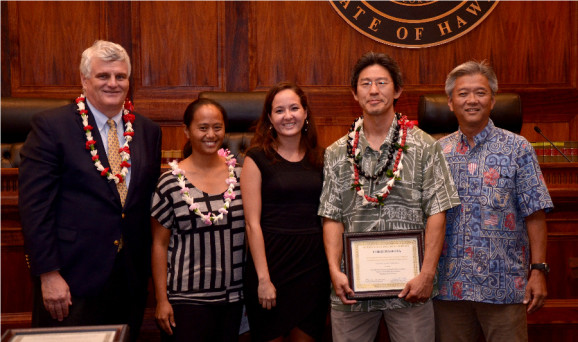 Chief Justice Mark Recktenwald, Rep. Della Au Belatti, Catherine Taschner, Chris Mashiba, Greg Kim