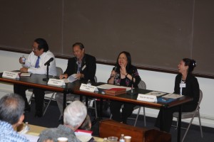 Judge Michael Tanigawa, Judge Ronald Ibarra, Judge Jennifer Ching, and Tracey Wiltgen (l. to r.)